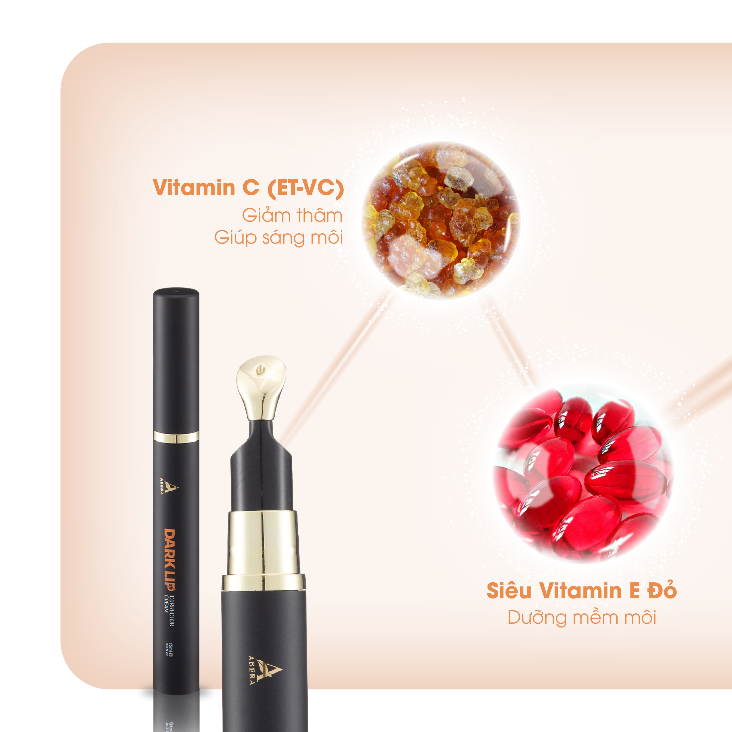 Kem Thâm Môi Abera - Hỗ trợ khắc phục thâm môi, bong tróc môi, dưỡng ẩm môi, giúp môi mềm mịn đỏ hồng tự nhiên, hỗ trợ môi đẹp tự nhiên (15ml)